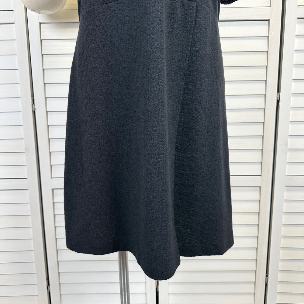 New Madewell Black Cross Front Button Dress Faux Wrap Puff Sleeve Retro Size XL - Picture 5 of 12